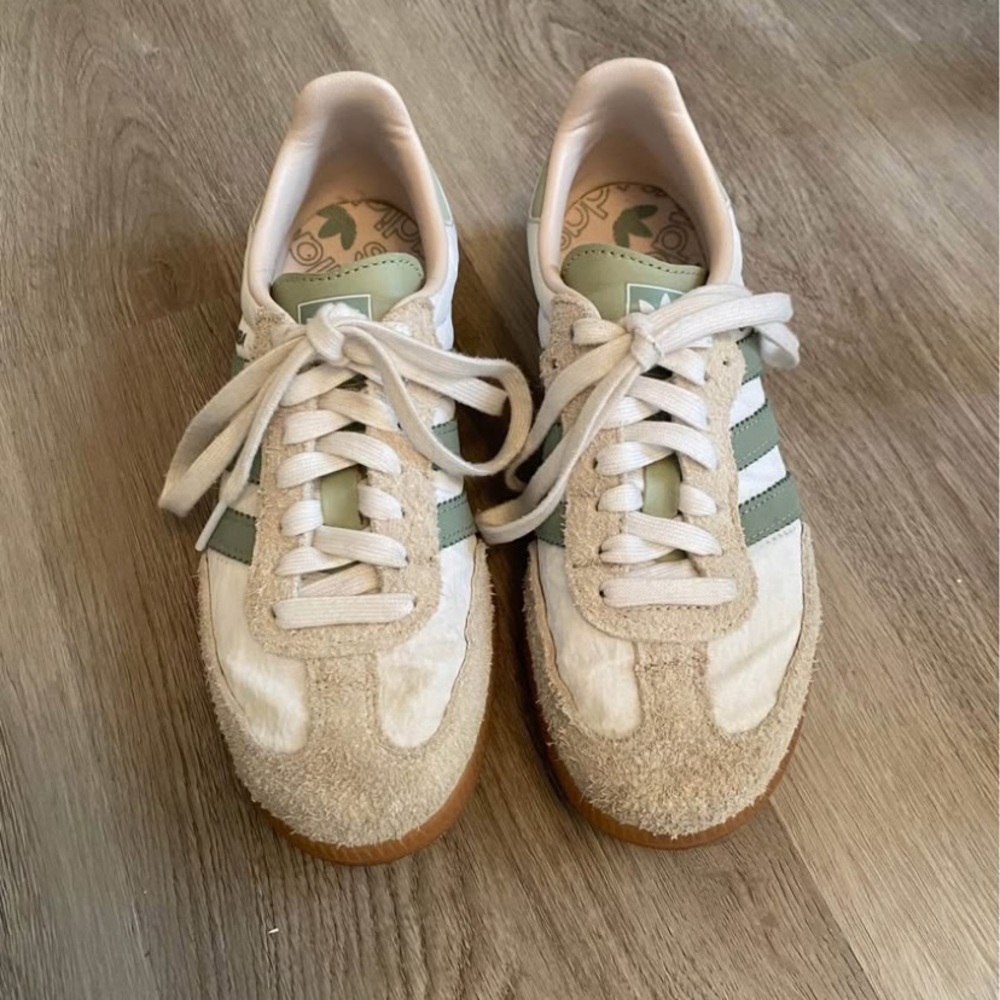 Adidas Cloud White and Silver Green SAMBA OG Shoes